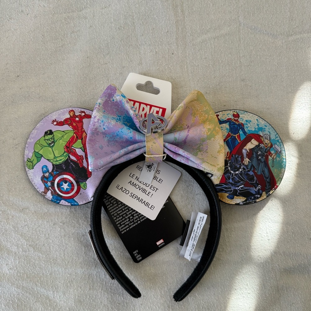 Marvel Hero Longedly Disney Ears with removable Multicolor Bow
